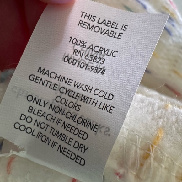 Christopher & Banks Infinity Scarf Colorful Stitching Pattern White Pink Yellow - Picture 8 of 8